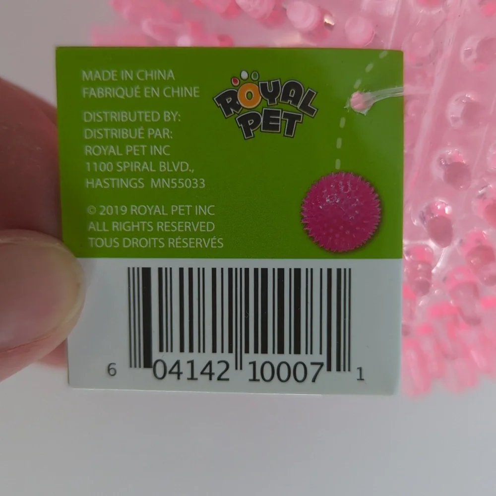 Gnawsome Extra large spike squeaker ball 4.5 inches new pink dog toy